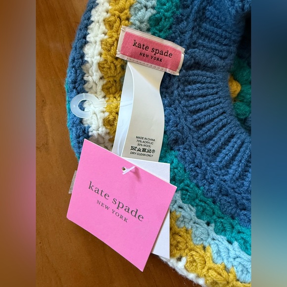 NWT Kate Spade Crochet Bobble Beret, Multicolor - Picture 5 of 6